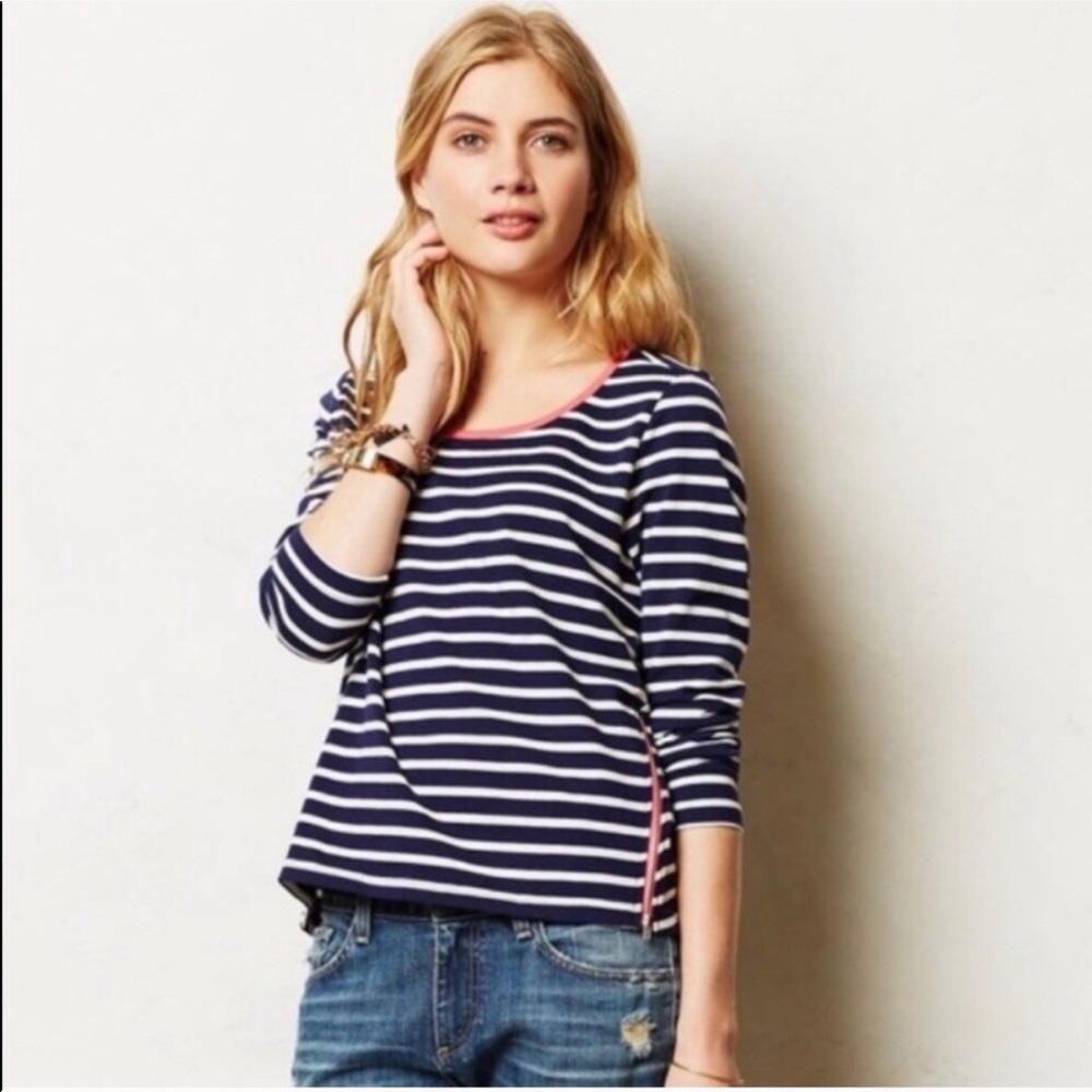 Anthropologie Stripezip Tee by Lili’s Closet